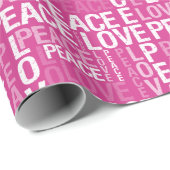 Girly Pink White Peace Love Cadeaupapier (Rol Hoek)