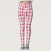  Girly Pink White Plaid Leggings (Voorkant)