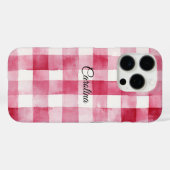 Girly Pink White Plaid Stripes Case-Mate iPhone Case (Achterkant (horizontaal))