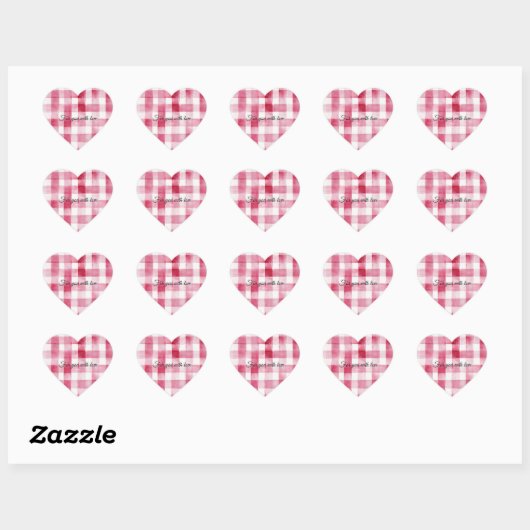 Girly Pink White Plaid Stripes Hart Sticker (Vel)