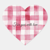 Girly Pink White Plaid Stripes Hart Sticker (Voorkant)