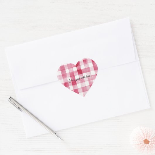 Girly Pink White Plaid Stripes Hart Sticker (Envelop)