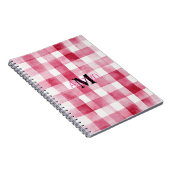 Girly Pink White Plaid Stripes Monogram Notitieboek (Rechterzijde)