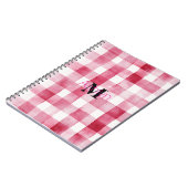 Girly Pink White Plaid Stripes Monogram Notitieboek (Linkerzijde)