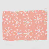 Girly Pink White Snowflake Pattern Golfhanddoek (Horizontaal)