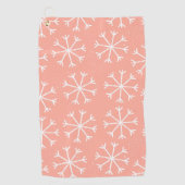 Girly Pink White Snowflake Pattern Golfhanddoek (Voorkant)