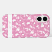 Girly Pink & White Sparkle Glitter met naam Case-Mate iPhone Case (Achterkant (horizontaal))