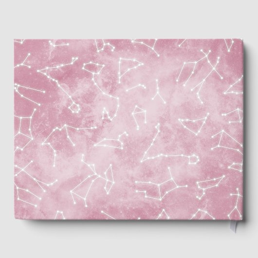 Girly Pink White Star Zodiac Constellations Nebula Gastenboek (Achterkant)