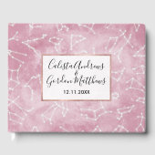 Girly Pink White Star Zodiac Constellations Nebula Gastenboek (Voorkant)