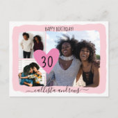 Girly Pink White Vier Focollage Happy Birthday Feestdagenkaart (Voorkant)