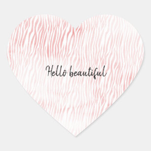 Girly Pink White Waterverf Animal Zebra Print Hart Sticker
