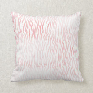 Girly Pink White Waterverf Animal Zebra Print Kussen