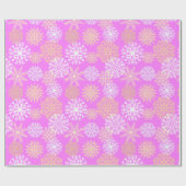 Girly Pink Winter Snowflakes Patroon Kerstmis Cadeaupapier (Vlak)
