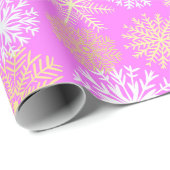 Girly Pink Winter Snowflakes Patroon Kerstmis Cadeaupapier (Rol Hoek)
