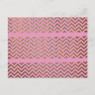 Girly Pink Wood Chevron Zigzag Andes Pattern Briefkaart