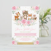 Girly Pink Woodland Floral Wild One Birthday Kaart (Staand voorkant)