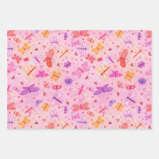 Girly Pink Wrapping Paper Flat Sheet Set 3 (Voorkant)