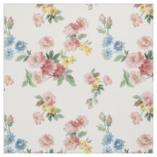 Girly Pink, Yellow en Blue Floral  Stof