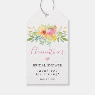 Girly Pink Yellow Floral Vrijgezellenfeest dank u Cadeaulabel