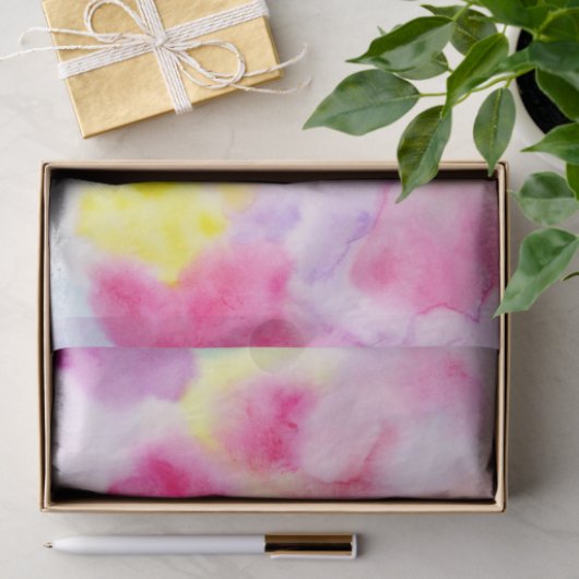 Girly Pink Yellow Paars Tie Dye Tissuepapier (Geschenk)