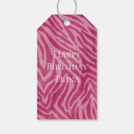 Girly Pink Zebra Animal Print Cadeaulabel