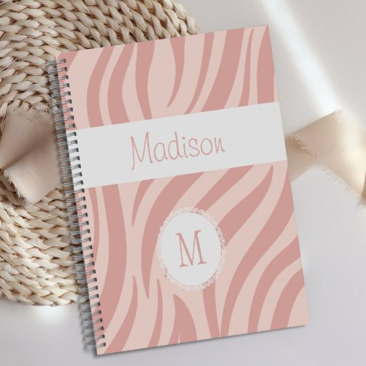 Girly Pink Zebra Animal Print Trendy Monogram Planner