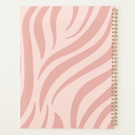 Girly Pink Zebra Animal Print Trendy Monogram Planner (Achterkant)