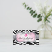 Girly Pink Zebra Hair Stylist Appointherinnering Visitekaartje (Staand voorkant)