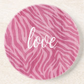 Girly Pink Zebra Print Zandsteen Onderzetter (Voorkant)