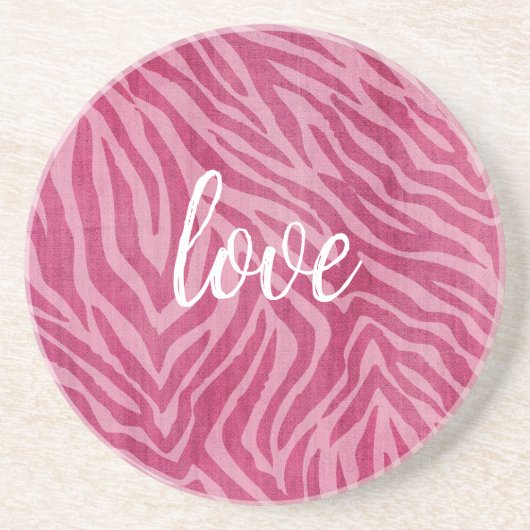 Girly Pink Zebra Print Zandsteen Onderzetter (Voorkant)