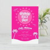 Girly Pink Zomer 18e Verjaardag Beach Party Kaart (Staand voorkant)