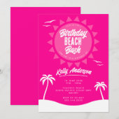 Girly Pink Zomer 18e Verjaardag Beach Party Kaart (Voorkant / Achterkant)