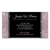 Girly Pink zwarte Glitter Magnetisch Visitekaartje (Voorkant)