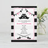 Girly Pirate Verjaardagsfeestuitnodiging Kaart (Staand voorkant)
