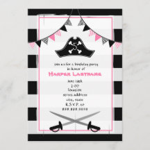 Girly Pirate Verjaardagsfeestuitnodiging
