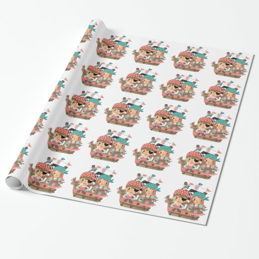 Girly Pirates Cadeaupapier (Uitgerold)