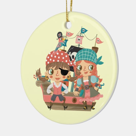 Girly Pirates Keramisch Ornament (Links)