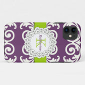 Girly Plum Paarse Green Swirls Floral Pattern Case-Mate iPhone Case (Achterkant (horizontaal))