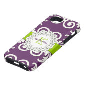 Girly Plum Paarse Green Swirls Floral Pattern Case-Mate iPhone Case (Onderkant)
