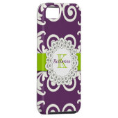 Girly Plum Paarse Green Swirls Floral Pattern Case-Mate iPhone Case (Back/Rechts)