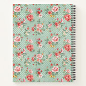 Girly Polka Dot  Floral Pattern Monogram Notitieboek (Achterkant)