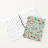 Girly Polka Dot  Floral Pattern Monogram Notitieboek (Binnen)