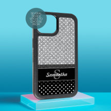 Girly Polka Dot Pattern Fake Glitter & Monogrammen