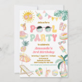 Girly Pool Party Verjaardag uitnodiging (Voorkant)