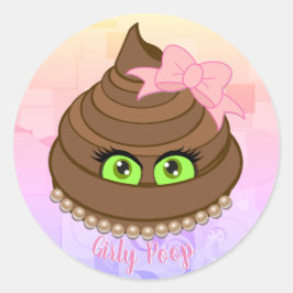 Girly Poop Emoji Ronde Sticker