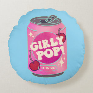 Girly Pop Cherry Sodawaterblik Retro Y2K Roze Rond Kussen