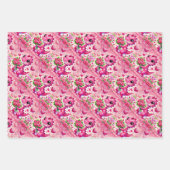 Girly Pop Dinosaurus Valentijnsdag Inpakpapier Vel (Voorkant 2)