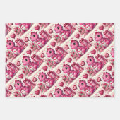 Girly Pop Dinosaurus Valentijnsdag Inpakpapier Vel (Voorkant)