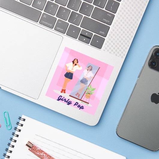 Girly pop stickers (Laptop met iPhone)