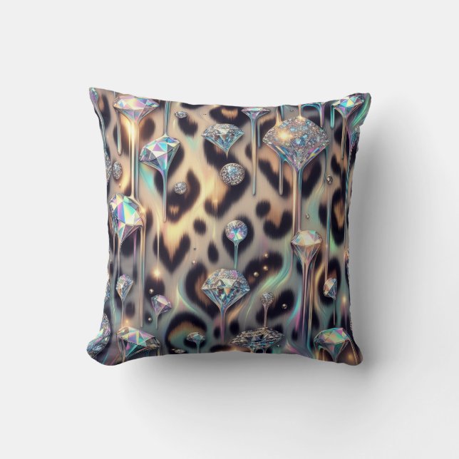 Girly Posh Luipaardprint Opal Kussen (Voorkant)